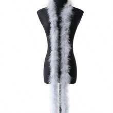 2m/11g Pink Turkey Feather Ribbon, Christmas Tree Wedding Dress Shawl Decoration Craft Feather - Light Grey - View 2