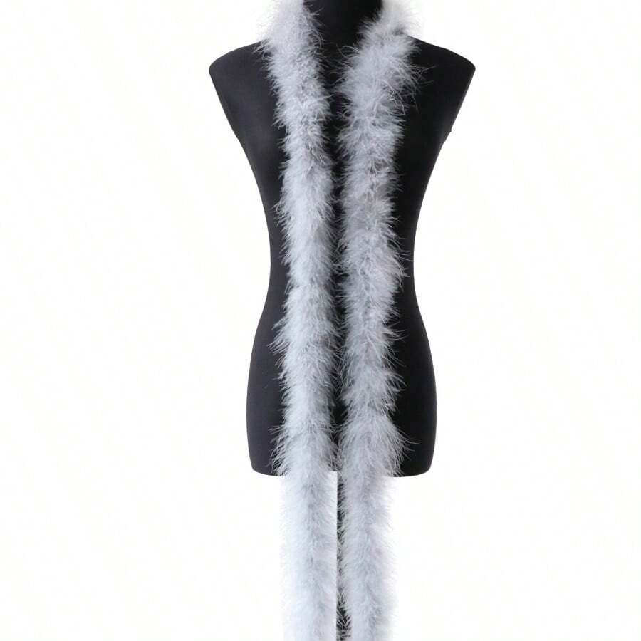 2m/11g Pink Turkey Feather Ribbon, Christmas Tree Wedding Dress Shawl Decoration Craft Feather