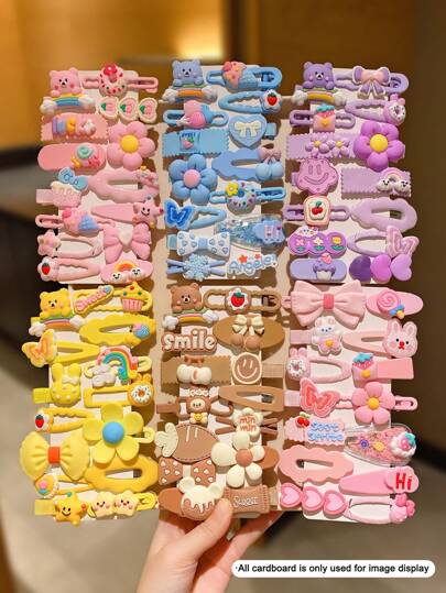 14/28/42 件彩色多元素可爱女孩发夹和发饰