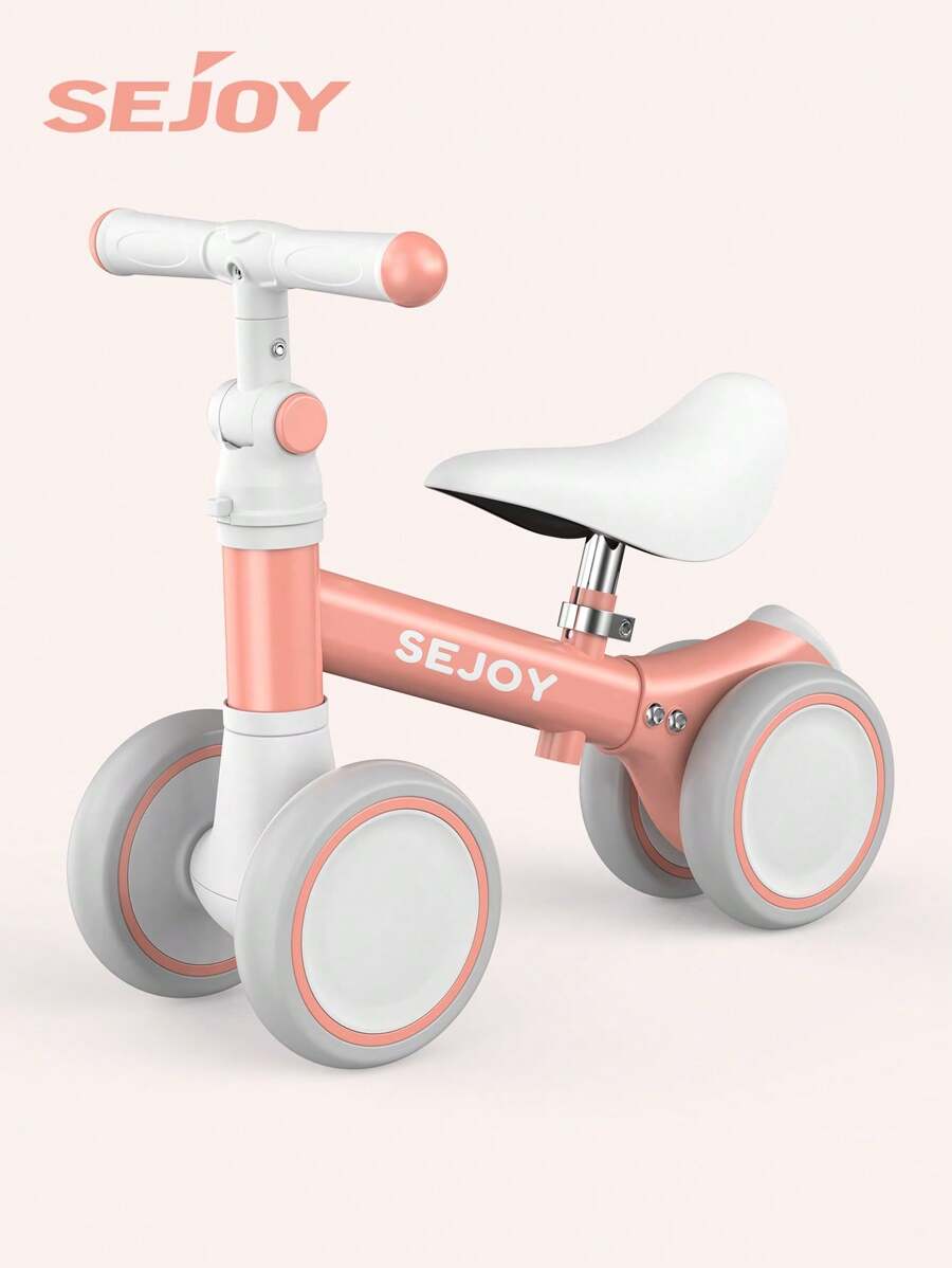sejoy Baby Balance Bike For 10-36 Months Boys Girls,Children Pedal Free Bicycle, Adjustable PU Seat Cushion, 4 Wheels,Carbon Steel Material Body Sturdy And Durable, Safe And Harmless, Exercise Children's Comprehensive Abilities - 粉色 - 查看 1