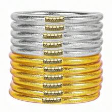 Bộ 11 vòng tay nhựa dẻo, vòng tay silicon mềm mại dành cho nữ, vòng tay nhẹ, vòng tay mặt hình Phật. - Nhiều màu - Xem 3