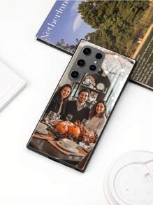 1pc Customized Thanksgiving Family/Couple/Child/Pet Photo High-Definition Glass Phone Case Compatible With Iphone 16 ProMax/Samsung S24 Ultra/Redmi//OnePlus And Other Models