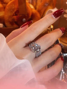 5 克拉奢华合成莫桑石订婚戒指 925 纯银女式戒指，配礼盒