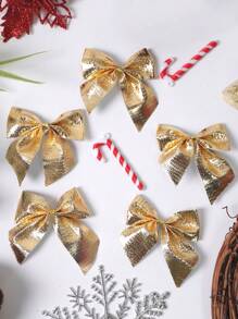 30Pcs Christmas Tree Bows, Mini Plastic Christmas Bows DIY Suitable For Christmas Tree Hanging, Christmas Wreath Decoration Accessories, Party Home Gift Wrapping Supplies, Holiday Parties And New Year Scene Decoration - Multicolor - View 12