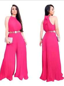 Pleated Jumpsuit For Weddings And Special Events - 玫紅色 - 查看 1