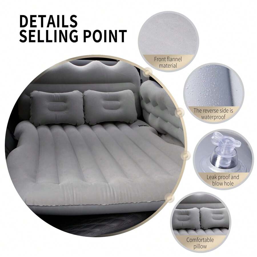 Inflatable Air Mattress With Sides For Car Back Seat Sleeping Pad