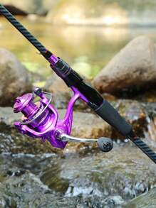 SOUGAYILANG 1.8M Fishing Pole Set, 2 Sections 5-10LB Carbon Fishing Rod With EVA Handle And 5.2:1 Gear Ratio Spinning Reel ,Lures, Hooks,Fishing Line,Fishing Kit For Saltwater Freshwater Fishing Set (Fishing Line Color Model Random) - Purple - View 9