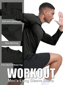 TELALEO 5pcs Long Sleeve Shirts For Men ,Tee Shirts, Workout T Shirts Casual