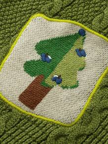 mini bala Boys Girls Wool Sweater Autumn Winter Loose Knit - Olive Green - View 7