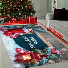 1 tấm thảm Giáng sinh vui vẻ 2024 với thiết kế ông già Noel và tuyết, quà tặng Giáng sinh, thảm phòng khách, thảm trang trí nhà cửa - Nhiều màu - Xem 10