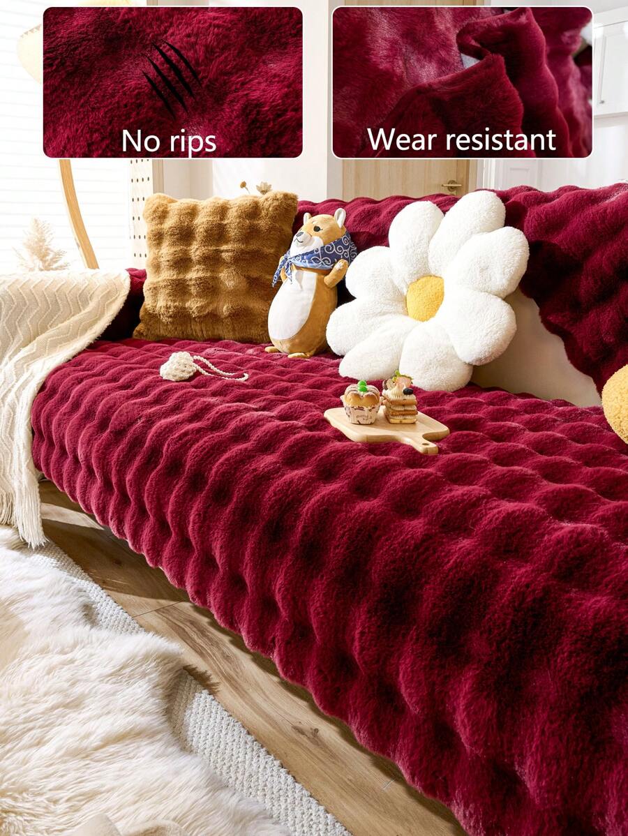 1pc Plush Soft Sofa Cushion Pad, Thickened Winter Warm All Season Non-Slip Sofa Cover Slipcover, Dustproof Washable Furniture Protector For Living Room, Bedroom, Office, L-Shaped Sofa