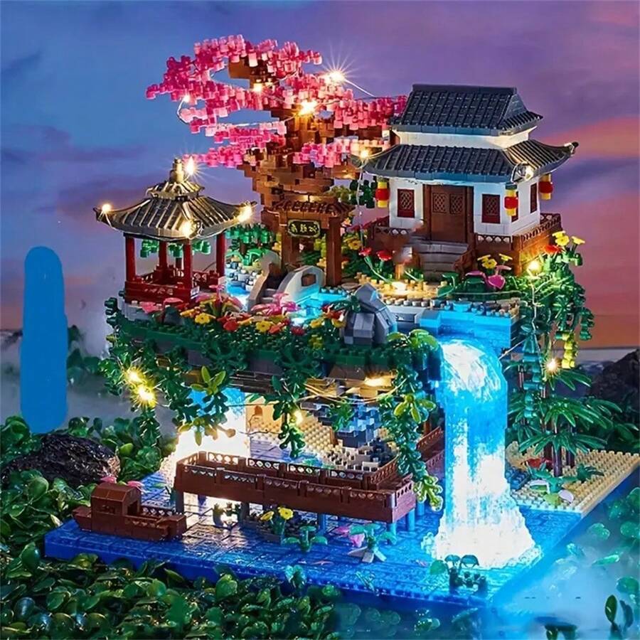 2180pcs Peach Pool Model Micro Particle Building Blocks Puzzle