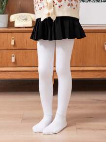 1 件女童纯色紧身裤，秋冬季温暖舒适，幼儿休闲运动风格