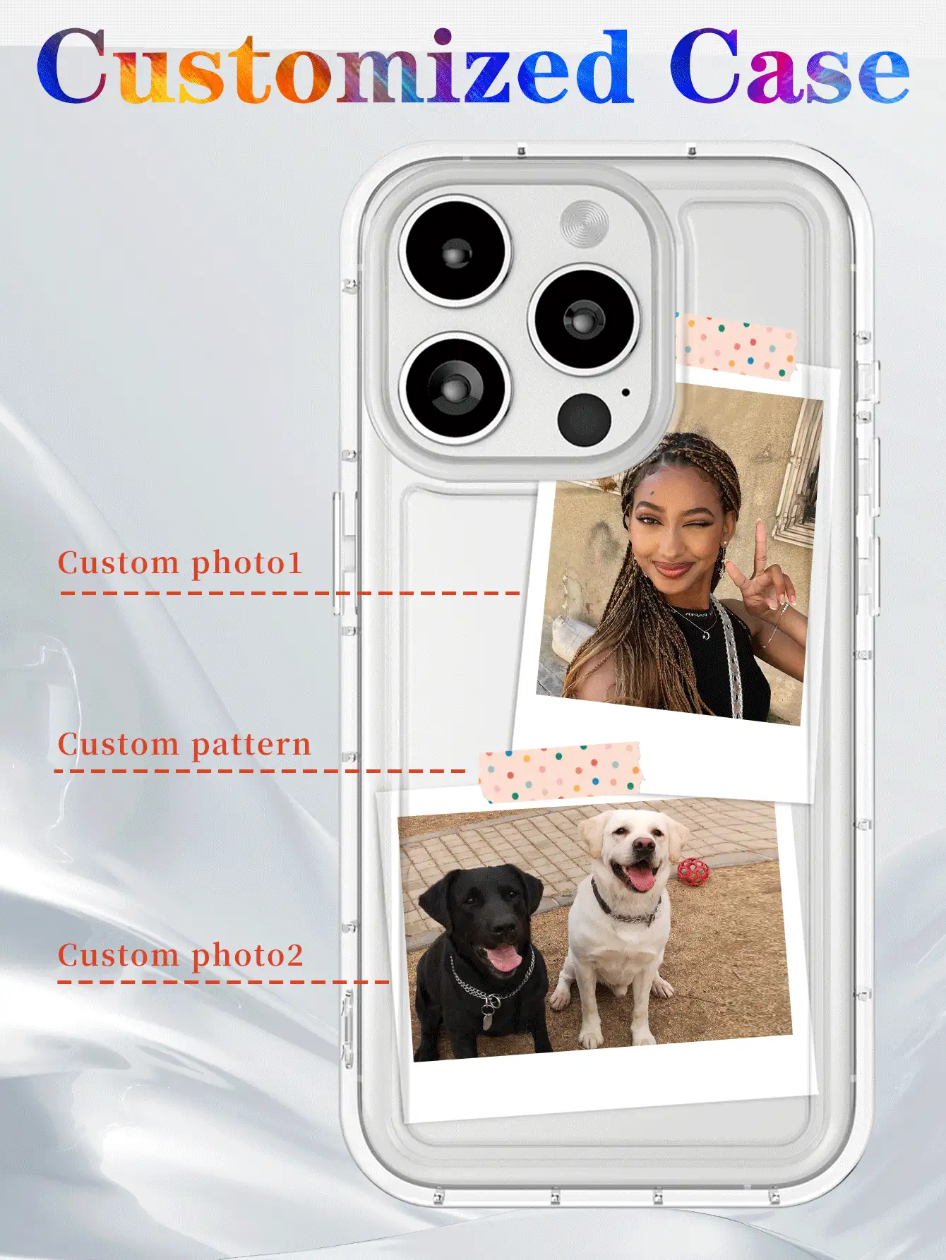 1 Ốp điện thoại chống rơi dày tùy chỉnh có 2 ảnh, trong suốt tùy chỉnh nhiều hình ảnh cuộc sống, kỳ nghỉ, ảnh kỷ niệm Ốp bảo vệ tương thích với 11/12/13/14/15/16 Pro Max, S25/S24/S23/S22/S21/20 Ultra, A13/A14/A15/A16/A53/A54/A55/A73/A33/A34 - Trong sáng - Xem 2