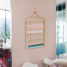 Nail Polish Storage Rack, 4-Tier Nail Polish Storage Rack, Wall Mounted Nail Polish Storage Rack - Gold - View 3