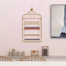 Nail Polish Storage Rack, 4-Tier Nail Polish Storage Rack, Wall Mounted Nail Polish Storage Rack - Gold - View 1