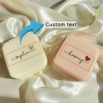 [Customized] Portable Jewelry Box, Compact And Exquisite Travel Storage Box For Rings, Necklaces, Bracelets, Earrings And Studs, Souvenir, Christmas, Halloween, Valentine's Day, Birthday Gift,For Holiday Beach, Bathroom Collection, Bedroom Collection, Large Capacity