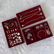 1 pièce Boîte de rangement pour bijoux, 18/6/3 compartiments amovibles, organisateur de boucles d'oreilles et de bagues - Beige - Voir 3