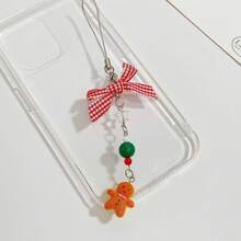Thiết kế mới Phong cách Giáng sinh Nơ Colorblock Quà tặng ngày lễ Người bánh gừng Trang trí Giáng sinh Làm thủ công Hạt cườm Dễ thương Bùa hộ mệnh cổ điển, Dây đeo điện thoại, Mặt dây chuyền điện thoại - Dây buộc điện thoại di động hình người đàn ông bánh gừng giáng sinh - Xem 1