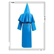 Trang phục Cosplay thầy tu thời trung cổ, vải dệt màu trơn cho trò chơi nhập vai hiệp sĩ tử thần trong lễ Halloween - Màu xanh lam - Xem 3
