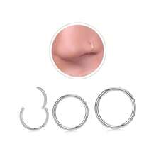 18g 防过敏 316L 不锈钢铰链鼻环，适合女性和男性，鼻钉，软骨环，雏菊耳环，耳环，开瓶器 - 银色 - 如圖所示 - 查看 10