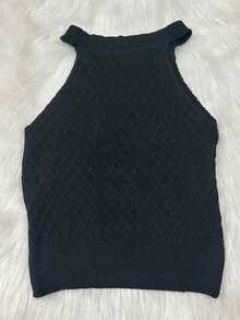 Tank Top Cropped Blouse Tricot Modal Summer Launch - 黑色 - 查看 2