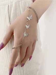 1 件蝴蝶吊坠整条手指环链 - 彩色 - 查看 2