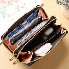 Billetera grande con cremallera doble, bolso diagonal para teléfono móvil, bolso lateral para teléfono, bolso de mano portátil, bolso cruzado, embrague, estuche para teléfono celular, ligero, moderno, de negocios, para tarjetas de crédito/ID, efectivo, teléfono, billetera, negocios casuales, regalos del Día del Maestro, trabajo, viajes, vacaciones, aniversario, cumpleaños, San Valentín, para damas, trabajadores de cuello blanco, billetera, bolso para teléfono para mujer