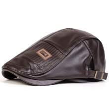 1pc Men's PU Leather Patchwork Newsboy Cap Warm Casual Hat, Suitable For Outdoor, Business, Party In Autumn/Winter - Multicolor - View 8