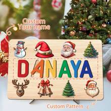 First Christmas Gift,Puzzle Kids 2-4,Montessori Toddler Toys,Wooden Alphabet Puzzle,Christmas Puzzle Gifts,Baby Name Puzzle,Early Learning Toys For Baby Boy Or Baby Girl,