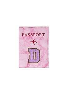 1 Stück Passcover, lila Handtuch mit A-Z Buchstaben Stickerei, unisex RFID Vintage Business Passhülle, tragbare multifunktionale ID/Bankkarten PU Leder Geldbörse - Pink - Übersicht 12