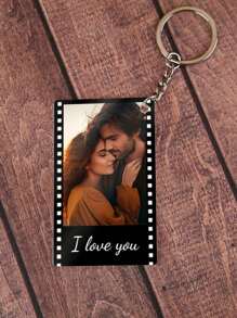 1 PC 记忆时光电影设计定制亚克力钥匙扣个性照片文字定制钥匙扣情侣、家人、朋友、节日礼物使用定制钥匙扣 - 款式1 - 查看 9