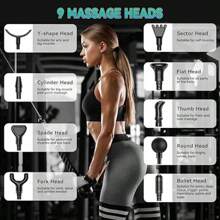 Massage Gun,Mini Portable Electric Fascia Body Massage Gun,Compact Travel Tool, Relaxation And Massage Device,Muscle Massage Gun For Athletes Handheld Electric Deep Tissue Back Massager, Percussion Massage Device For Pain Relief With 30 Speed Levels 9 Heads,Valentines Gift,Britihday Gifts - 灰色 - 查看 5