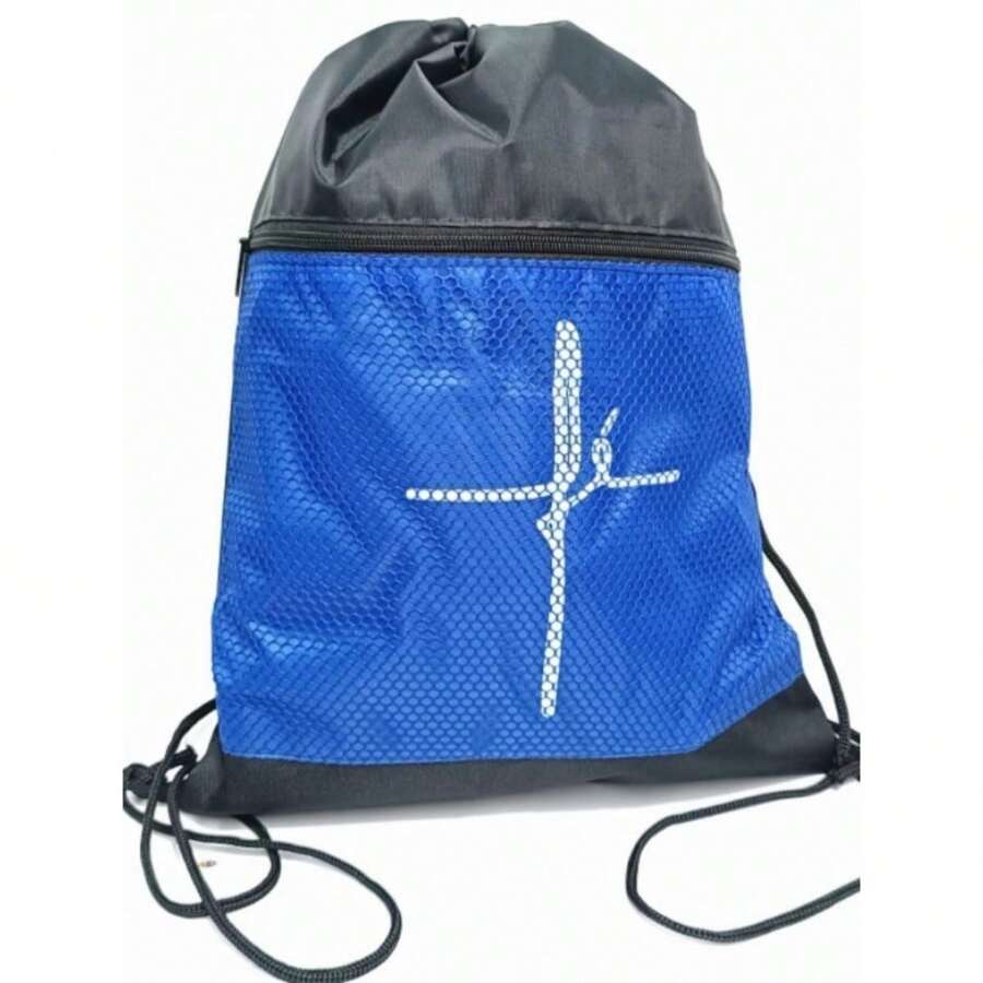 Backpack Bag With Zipper Faith Gym Bag Pink Nylon Sports Gym Work College School Leisure - Blue - View 1