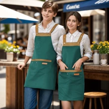 1 件可调节男女通用围裙，带口袋，防水防油，适用于厨房、咖啡厅、餐厅、烹饪、烘焙和烧烤 - 彩色 - 查看 7
