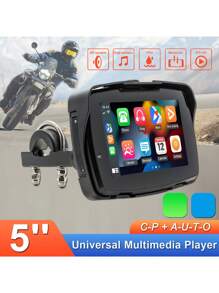 5 英寸摩托车收音机播放器、无线 Apple CarPlay 和 Android Auto、便携式摩托车 GPS 导航监视器、防水、IPS 高清触摸屏、Type-C、USB、双免提通话、支持汽车 DVR - 黑色 - 查看 1
