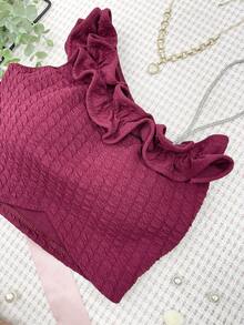 ELLIE Cropped With Bulge/With Diamond/Flower - Màu Đỏ Sâu - Xem 4