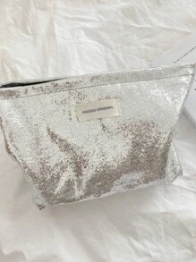 1pc Sparkling Clutch Bag New Makeup Bag Large Capacity Outdoor Storage Pouch Simple Portable Organizer Makeup Travel Toiletry Organizer Essentials Gifts Storage Zipper Accessories Nail
