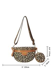 Chic Casual Leopard Print Shoulder Crossbody Bag Versatile With Mini Pouch Multi-Function Chest & Waist Bag For Travel Essential, Cheetah Print Bag For Women Leopard Comeback, New Fall Winter Tiger Print Bag For Women
