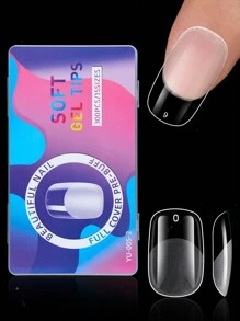 300 件杏仁形中号透明半哑光假指甲，带 15 种尺寸椭圆形亚克力人造指甲片套件，适用于美甲沙龙和家庭 DTY 按压指甲美甲用品