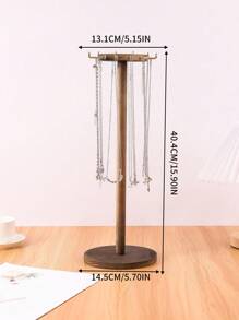 1pc Wooden Jewelry Organizer Display Stand For Necklaces & Bracelets, Round Shaped, Live Streaming Room Showcase Prop Valentine Day Back To School - Multicolor - View 11