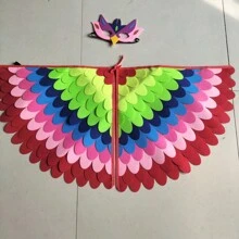 1pc Bird-Wings-Costume For Kids Dress Up, Felt Feathered Owl Parrot Chicken Animal Role Play Costume Halloween Party, Bird-Costume-Peacock-Wings For Kids With Bird, Gift For Girl Boys - Multicolor - View 14