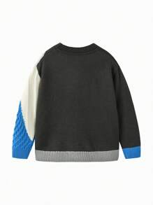 mini bala Boys Girls Knit Sweater Winter Stylish Color Block Top