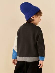 mini bala Boys Girls Knit Sweater Winter Stylish Color Block Top