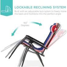 Folding Zero Gravity Outdoor Recliner Patio Lounge Chair W/Adjustable Canopy Shade, Headrest, Side Accessory Tray, Textilene Mesh - Cờ Mỹ - Xem 2