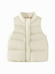 mini bala Girls Down Vest Loose Waistcoat - Light Khaki - View 4