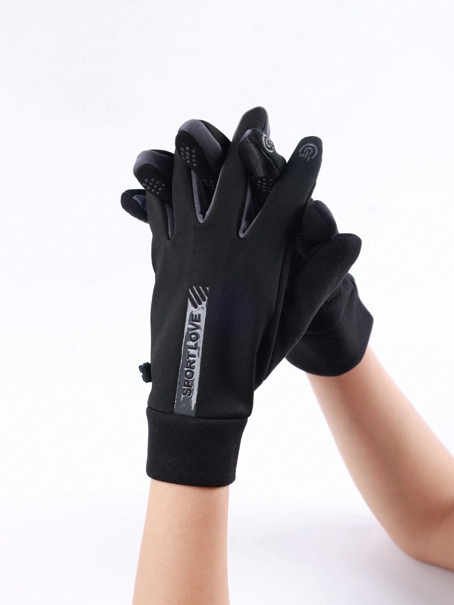 1 Pair Warm Sports Gloves, WaterResistant, Windproof, AntiSlip Touch
