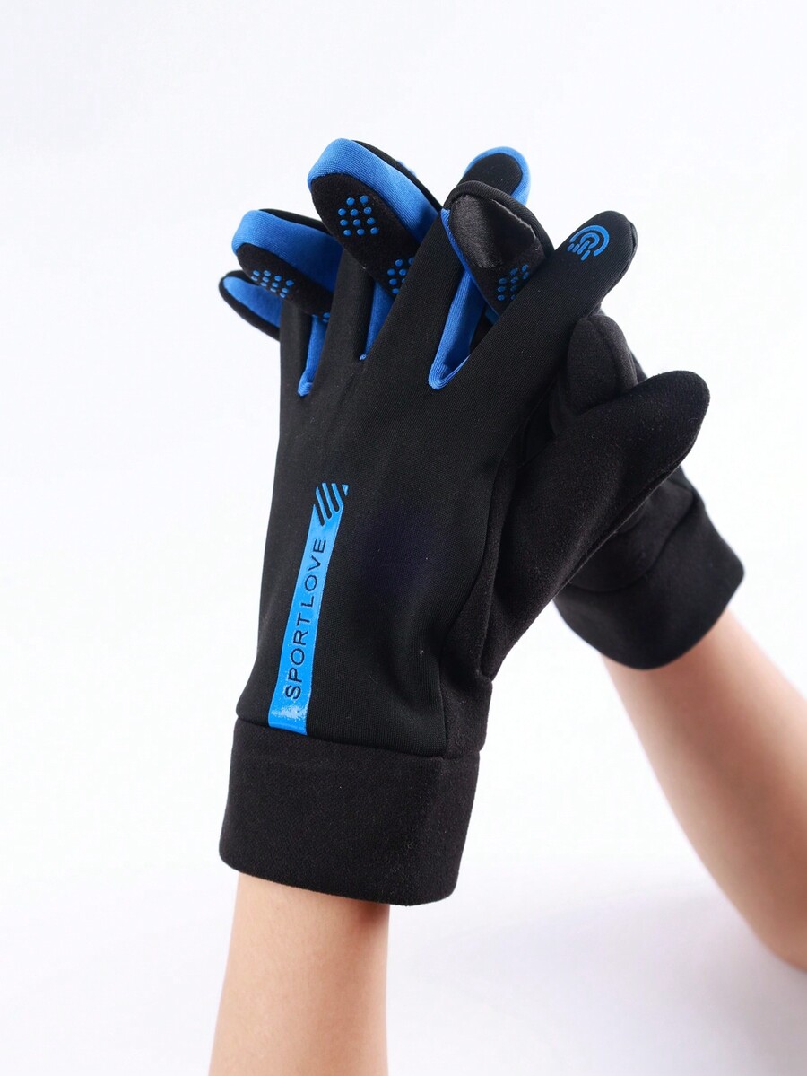 1 Pair Warm Sports Gloves, WaterResistant, Windproof, AntiSlip Touch