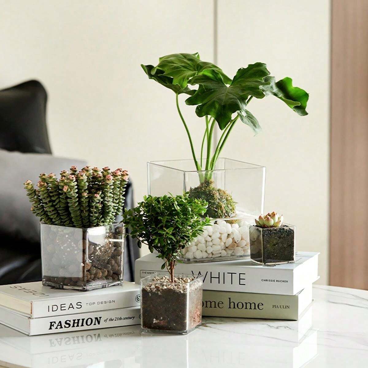 1/6/8/10 Pieces Elegant Square Acrylic Vase Sturdy Clear Acrylic Vase