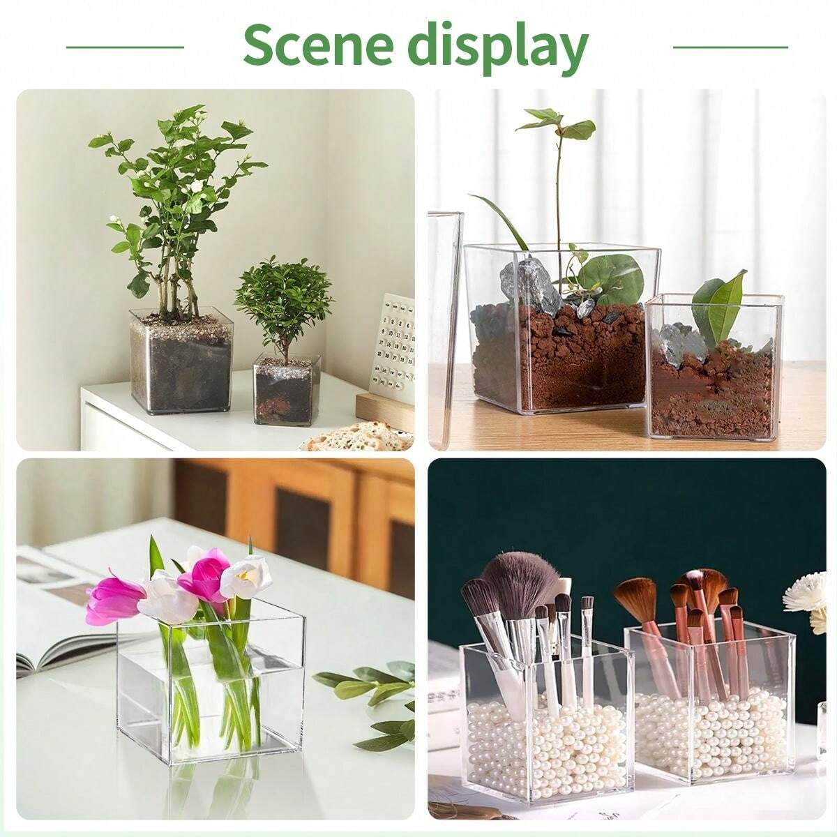 1/6/8/10 Pieces Elegant Square Acrylic Vase Sturdy Clear Acrylic Vase